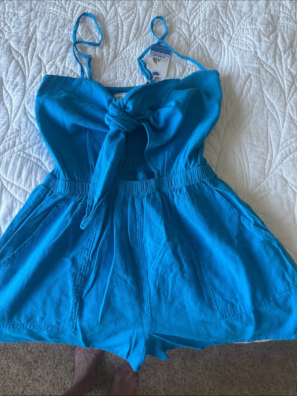 SEASPICE Blue Tie-Front Strappy One-Piece Romper